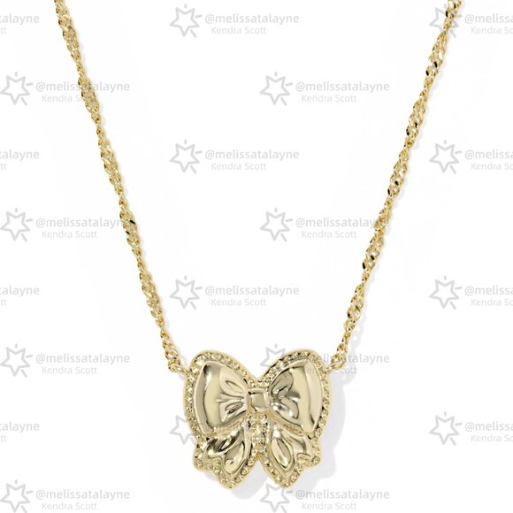 Haley Bow Gold Short Pendant Necklace - Picture 2 of 4